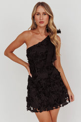 Mykonos Morning Tied One-Shoulder Mini Dress Embellished Black