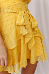 Erin Layered Ruffle Waist Tie Dress Mustard