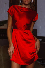 Lucinda Twist Back Mini Dress Red