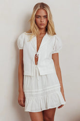 Danessa Frill Hem Pintuck Skirt White