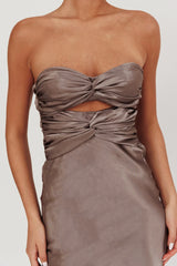 Good Impression Double Twist Midi Dress Charcoal