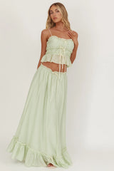 Maidens Tie Detail Overlock Top Sage