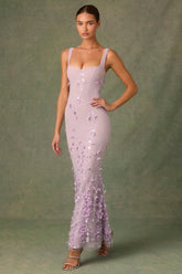 Embellished Fishtail Corset Gown in Lilac