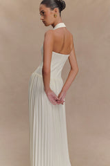 Stacie Pleated Halter Maxi Dress - Ivory