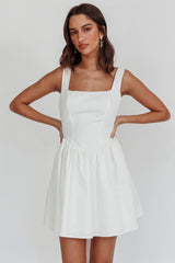 Irenic Bow Flare Mini Dress White