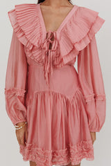 Alive Pleated Sailor Collar Mini Dress Dusty Pink