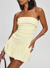 Mousse Strapless Mini Dress Lemon