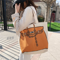 Bags for Women 2025 Trend Creative Designer Canvas Shoulder Bag Reusable Shopping Bags Casual Tote Female Handbag Shopper