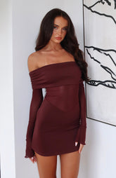 Own Your Story Long Sleeve Mini Dress Burgundy