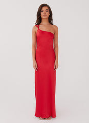 Delancy One Shoulder Maxi Dress - Rouge Red