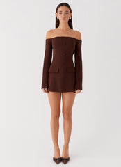 Dominique Blazer Mini Dress - Chocolate