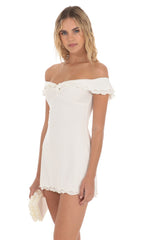 Off Shoulder Twist Dress in White