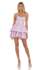 Jacquard Corset Mini Dress in Lilac