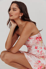 Sian Strapless Sweetheart Mini Dress Floral Pink