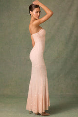 Embellished Sweetheart-Neck Fishtail Gown in Dusty Rose