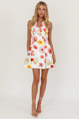 Austria Sleeveless Double Breasted Mini Dress Floral