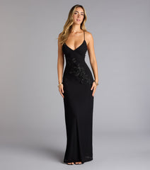 Adriane Beaded Floral Lace-Up Formal Dress