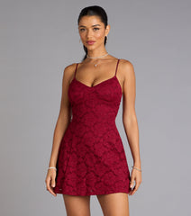 Romantic Notion Glitter Lace-Up Mini Dress