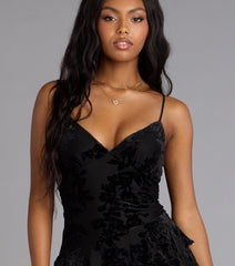 Dare Me Velvet Mesh Ruffle Dress
