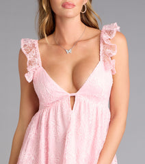Sweet Escape Ruffle Lace Mini Dress