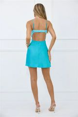 Soft Dream Satin Mini Dress Blue