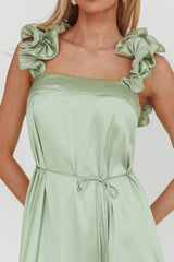 Glow Lettuce Edge Strap Mini Dress Pistachio