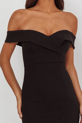 Rider Off-Shoulder Front Split Maxi Dress Black