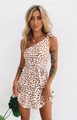 Move On Up Mini Dress Tan Spot