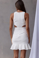 Emoji Crossover Waist Mini Dress White