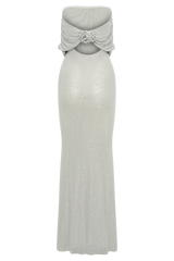 Arna Off Shoulder Diamante Maxi Dress - Silver