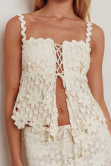 Sun Days Laced Bust Top Crochet Sand