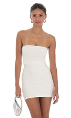 Back Cutout Strapless Dress in White