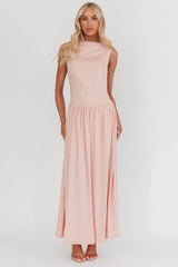 Dorothea High Cowl Open Back Maxi Dress Dusty Pink