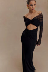 Rafaella Slinky And Mesh Maxi Dress - Black