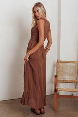 Mirella Smocked Bodice Maxi Dress Mocha