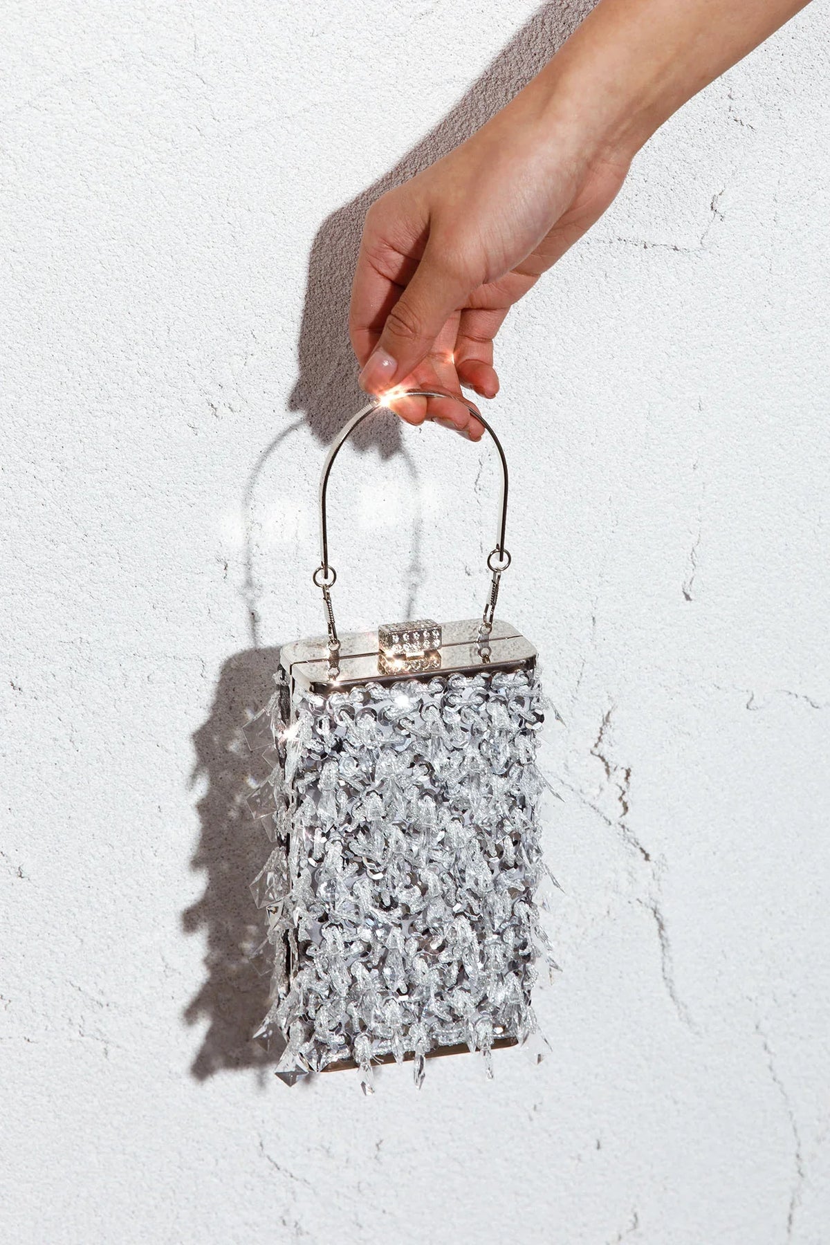 Dancing In September Sequin Rectangle Bag Silver