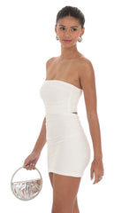 Back Cutout Strapless Dress in White