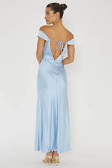 Lucinda Off-Shoulder V-Back Dress Blue