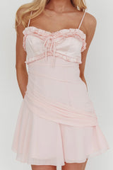 Dainty Frill Trim Mini Dress Pink