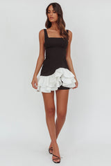 Romantic Layered Frill Mini Dress Black