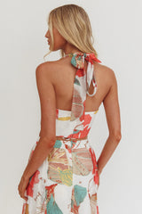 Simple Things Halter Crop Top Floral White