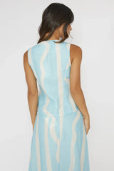 Meet Me There Tied Vest Top Abstract Blue