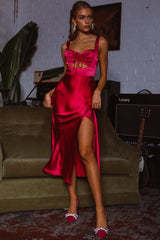 Belle Epoque Drawstring Bust Midi Dress Hot Pink