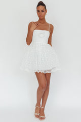 Bahia A-Line Square Neckline Mini Dress Lace White