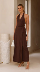 Verje Halter Maxi Dress - Brown