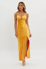 Roxana Applique Trim Split Maxi Dress Orange