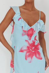 Sun Lover Ruffle Trim Maxi Dress Lily Blue