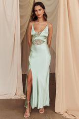 Better Believe Lace Insert Maxi Dress Sage