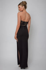 Maravilla Lace Bodice Maxi Dress Black/Nude