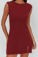Groove Sleeveless Mini Dress Textured Burgundy